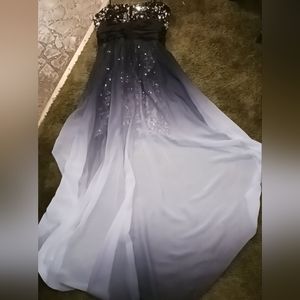 Mini skirt long tail prom dress